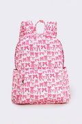 Bow Print Girls Canvas Backpack